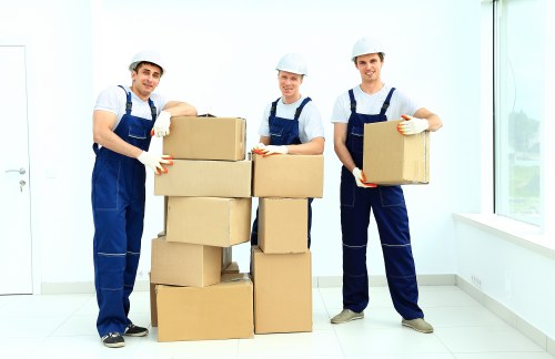 Measured storage load with stacked cartons and household items