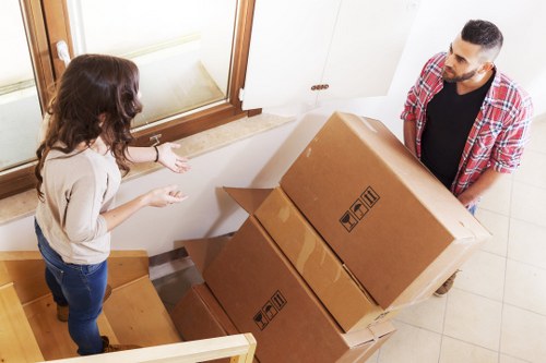 Packing supplies and boxes prepared for an Aldwych home removal