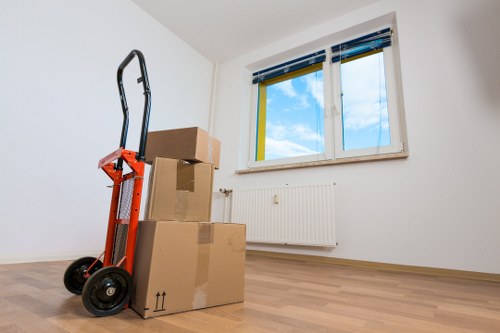 Packing boxes for short-term storage in Aldwych